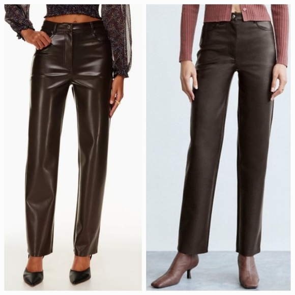 Wilfred Pants - Wilfred Melina High Waist Vegan Leather Pants Size 2 Rich Mocha Brown Pleather